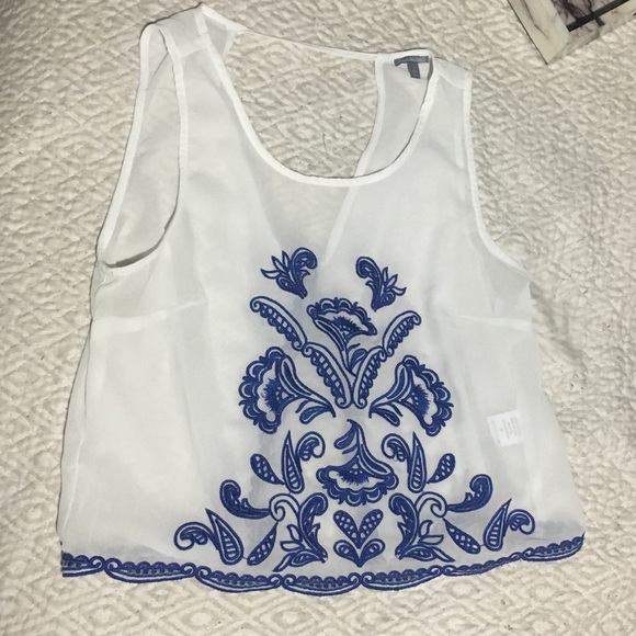 Embroidered Chiffon Crop Top - Picture 1 of 2
